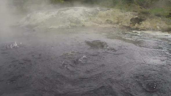 Boiling Mineral Water in Natural Volcanic Hot Springs