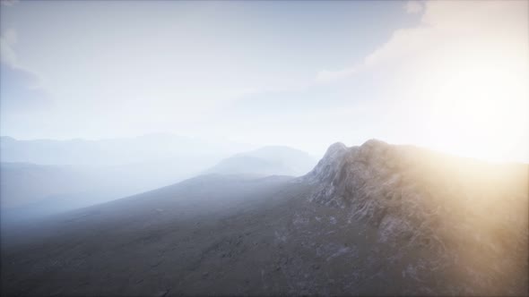 Volcano Crater Landscape with Fog