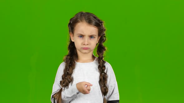 Child Is Unhappy. Green Screen