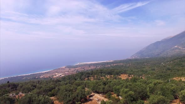 Balcony overlook mountains and the beach in Albania