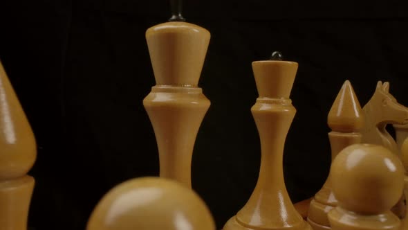 White Wooden Chess Pieces in Start Game Position Waiting for Epic Battle