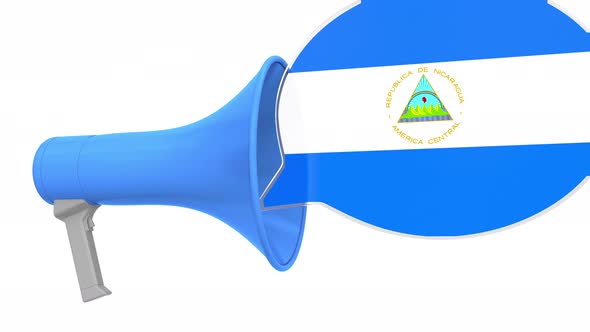 Megaphone and Flag of Nicaragua on the Speech Balloon