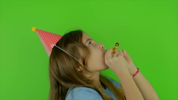 The Child Has a Birthday on a Green Background