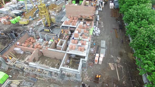 Construction Of A Brick Apartment Building