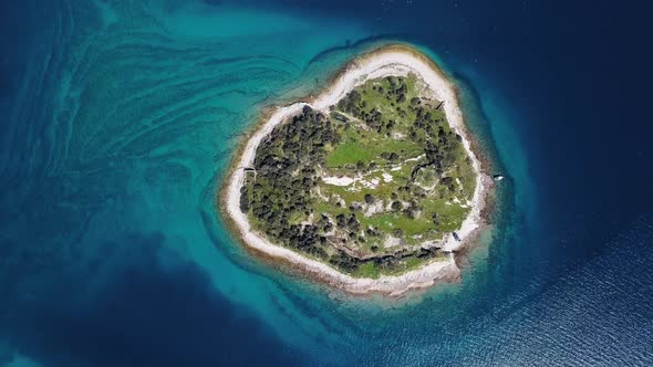 Flight Over Small Island in Brijuni Islands, Croatia.