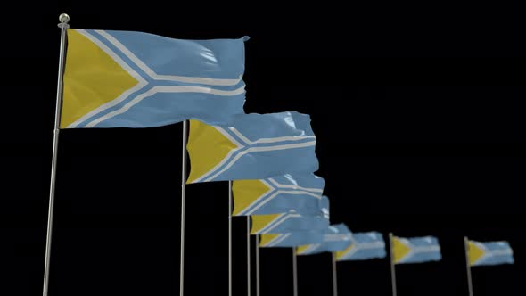 Tuva Row Of Flags Animation Include Alpha Channel