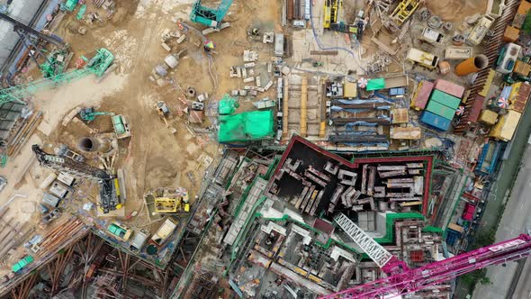 Top down view of construction site in Hong Kong