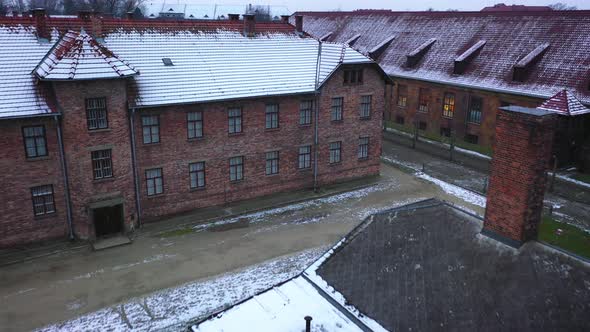 Aerial View of Auschwitz Birkenau a Concentration Camp in Poland