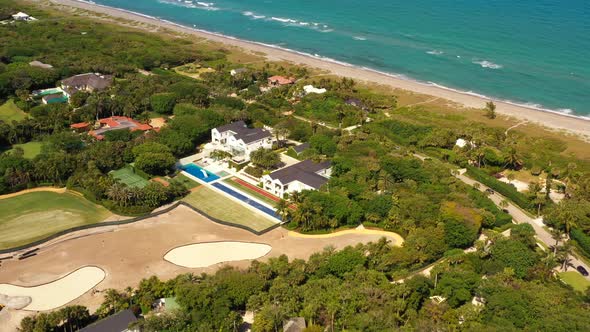 Aerial Drone Orbit Footage Tiger Woods House Jupiter Beach Fl Usa