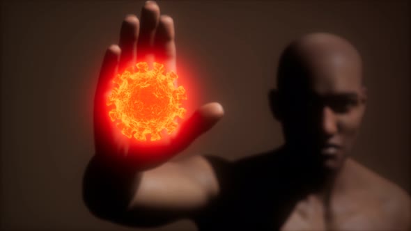 Scared Man Gesturing Stop Afraid of Coronavirus COVID19 Infection alt