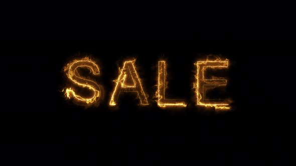 Colorful Fire inscription sale on transparent background. alt