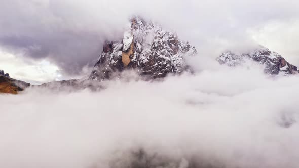 Amazing Aerial Footage of Massive Mountains at Foggy Day