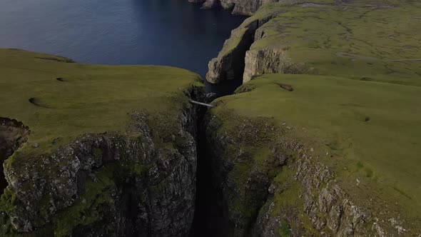 Drone Flight Over Cliff Edges On Coastline