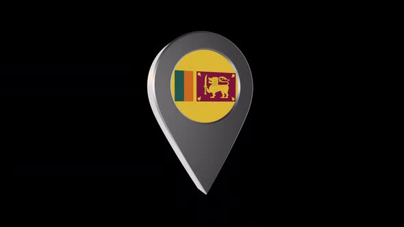 3d Animation Map Pointer With Sri Lanka Flag With Alpha Channel - 2K