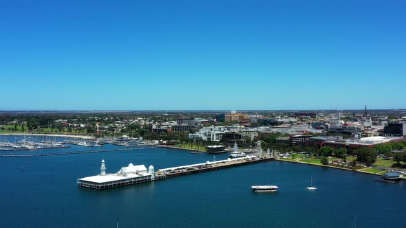 AERIAL Cunningham Pier, Geelong Cityscape, Australia