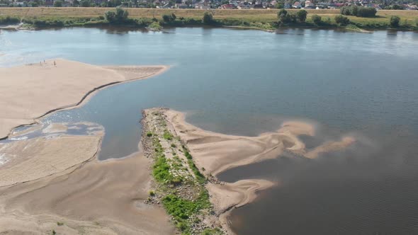 Aerial shot of the Vistula river.