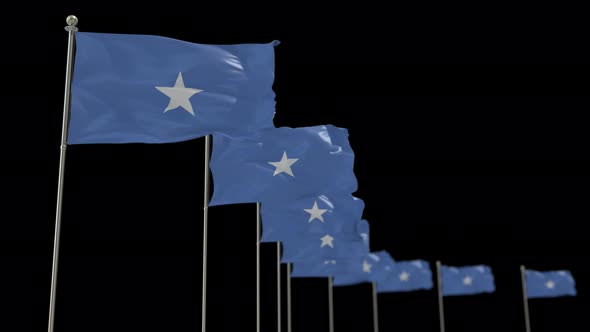 Somalia Row Of Flags Animation Include Alpha Channel