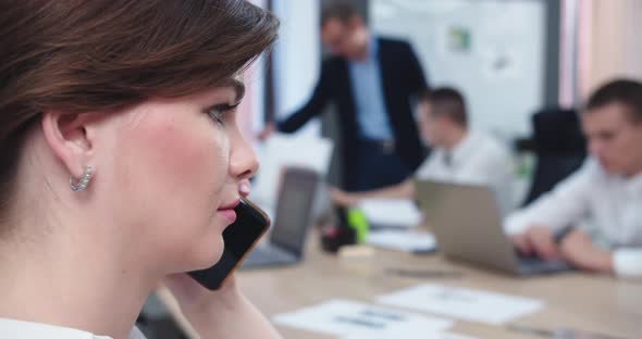 Businesswoman Talking on the Phone Closeup