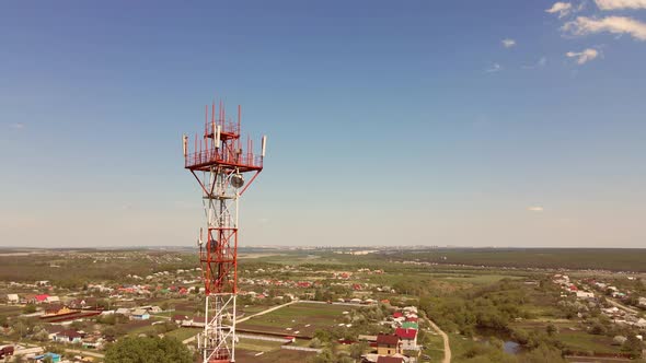 Telecommunication Tower Witn 5G and 4G Network Telecomunication Base Station