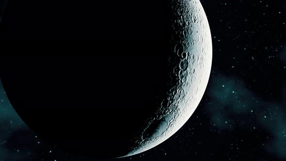 Moon Flying In Outer Space