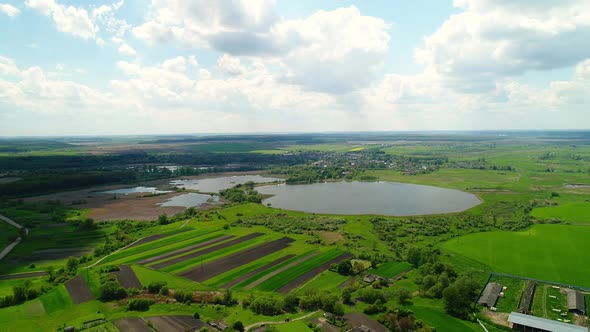 Aerial View of Water and Agriculture of Ukrainian Industry