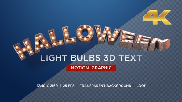 Halloween Light Bulbs 3D Text
