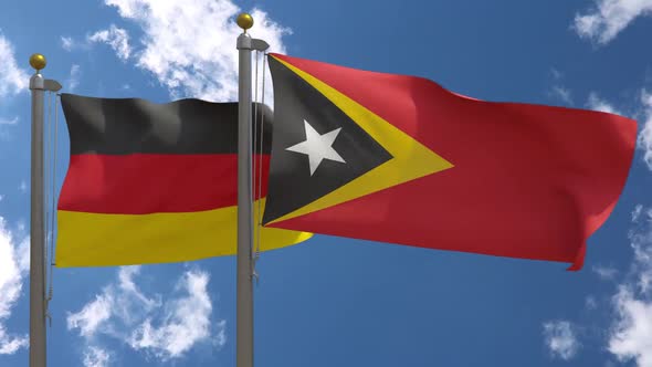 Germany Flag Vs East Timor On Flagpole