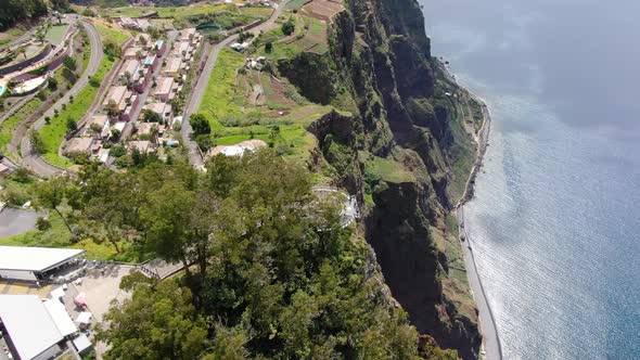 Aerial shot of Cabo Girao skywalk on Madeira island in Portugal