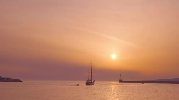 Boats in Port of Marseille on Sunset. Marseille, France