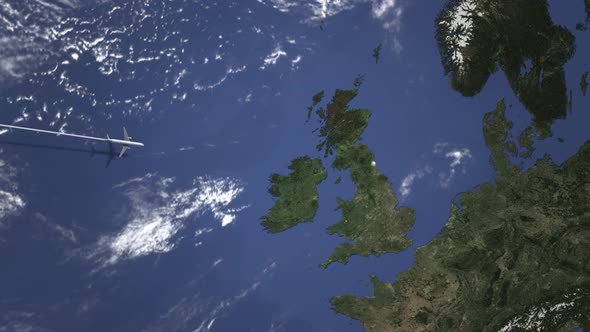 Airplane Flying To Newcastle United Kingdom alt