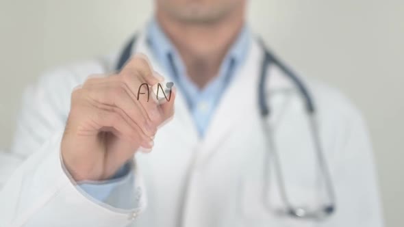 Antiviral Drug Doctor Writing on Screen