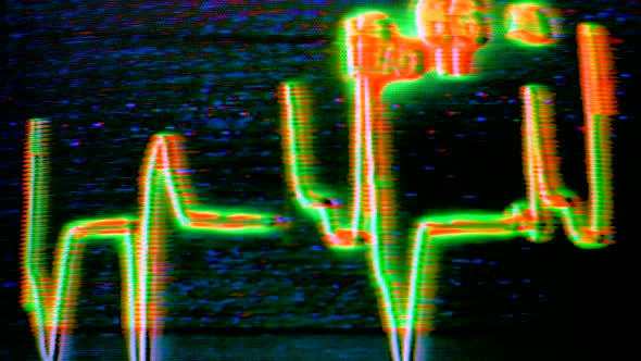 Video signal is damaged with TV sound.artstic effect digital noise error 80s 90s retro