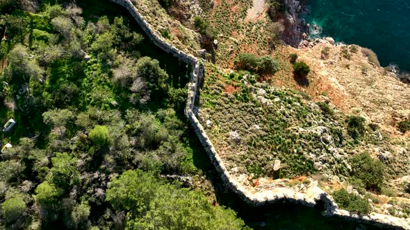 Old Fortress on the Mountain Aerial View 4 K