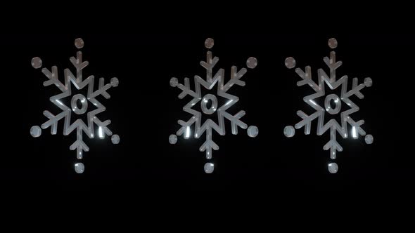 Three Snowflakes 3D Metallic