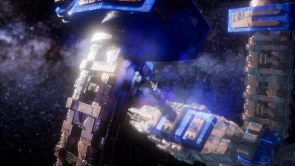 Space Ship and Milky Way Stars alt