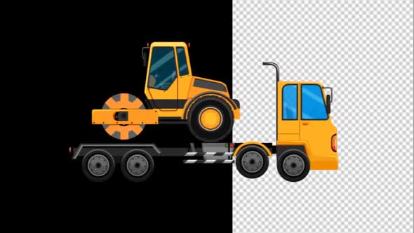 Carrier Truck with Road Roller