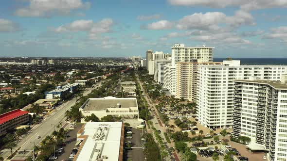 Aerial footage Galt Ocean Mile condominium buildings