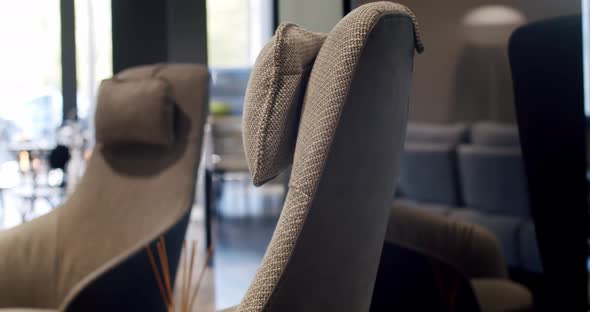 Close Up Fabric and Textile Modern Brown Gray Chair and Modern Textile Armchair
