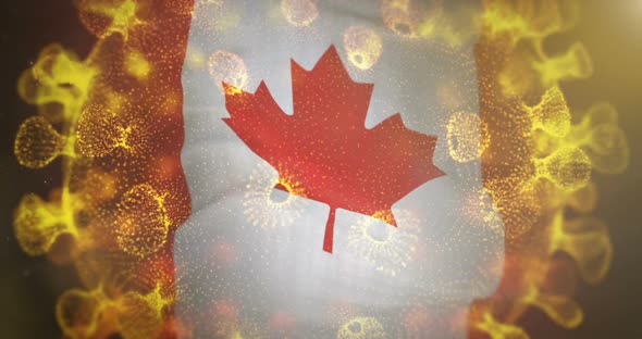 Canada Flag with Coronavirus Microbe  alt