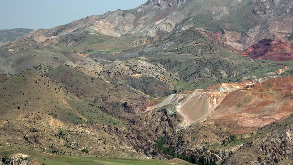 Colorful Mine Lode on Soil Surface in Mountains