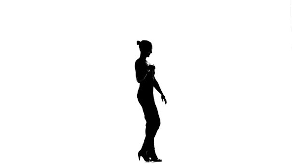 Young Social Latina Dancer Continue Dancing, on White, Silhouette