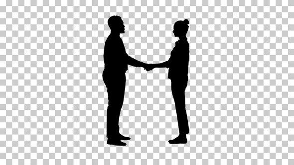 Silhouette people handshaking, Alpha Channel
