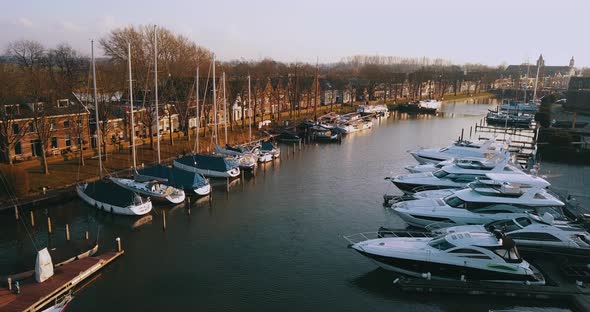 Muiderslot Port With Boats, Netherlands