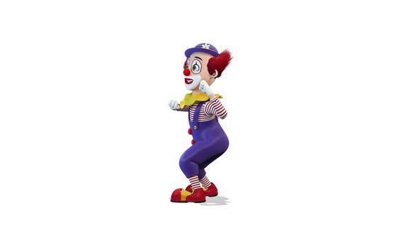 Happy Dancing Clown on White Background