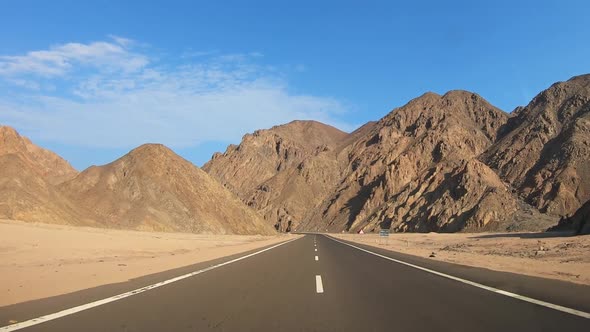 Road Through Desert and Mountains in Egypt