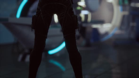 Futuristic Woman in Sci Fi Laboratory alt