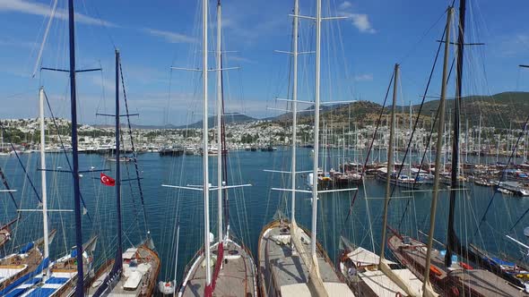 Masts of Boats and Yachts in Bodrum Marina