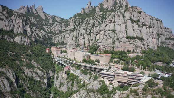 Aerial View of Montserrat Mountain with Abbey