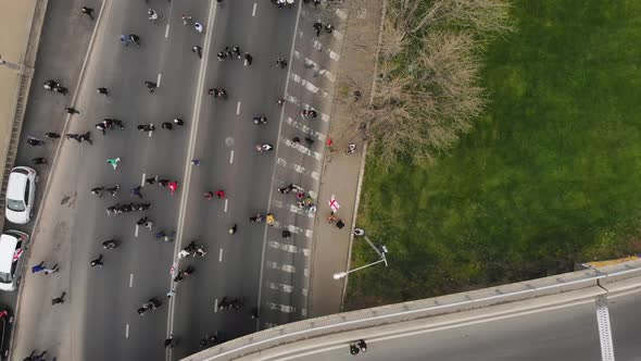 Aerial View People In Tbilisi Streets On Georgian Protests