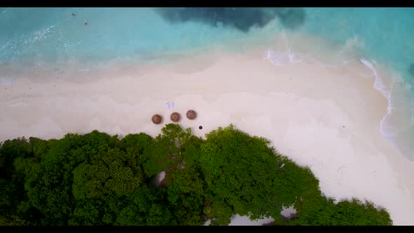 Aerial drone abstract of paradise resort beach trip by blue lagoon with clean sand background of jou